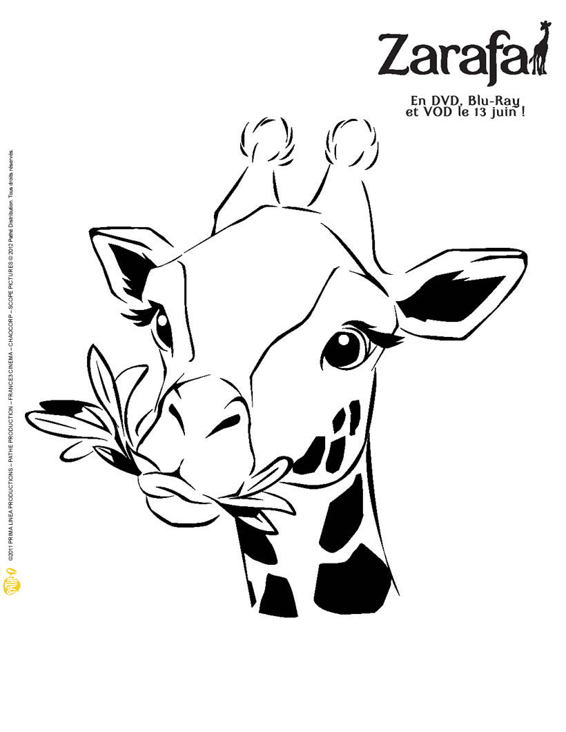 dessin à colorier de girafe