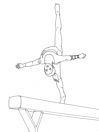 coloriage à dessiner gymnastique poutre