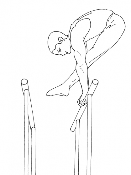 dessin de gymnastique au barre