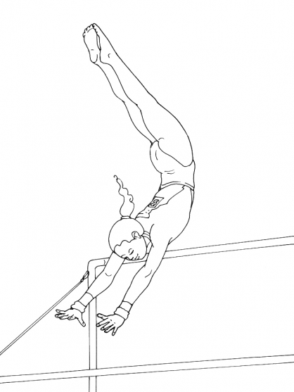 dessin de gymnastique au barre