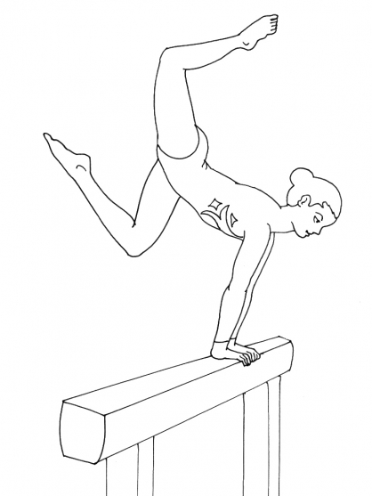 coloriage à dessiner gymnastique poutre