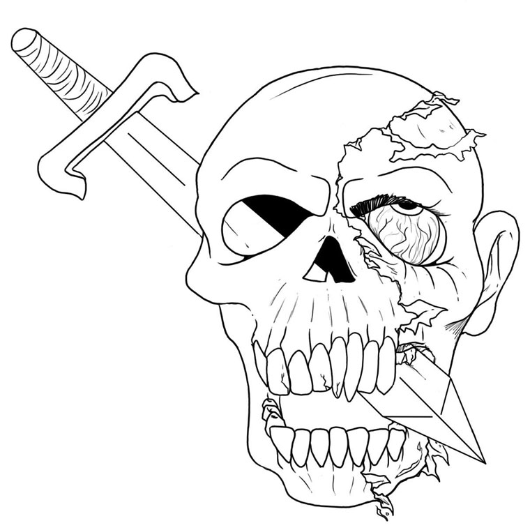 Demon Skull Coloring Pages Sketch Coloring Page