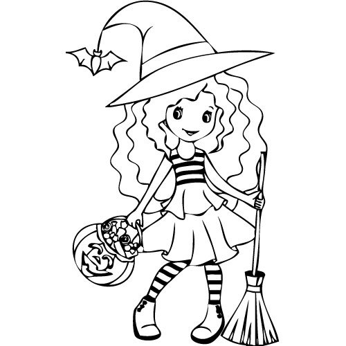 coloriage halloween sorciere