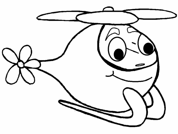 dessin à colorier helicoptere dinoco