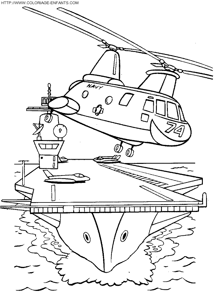 dessin à colorier helicoptere de combat