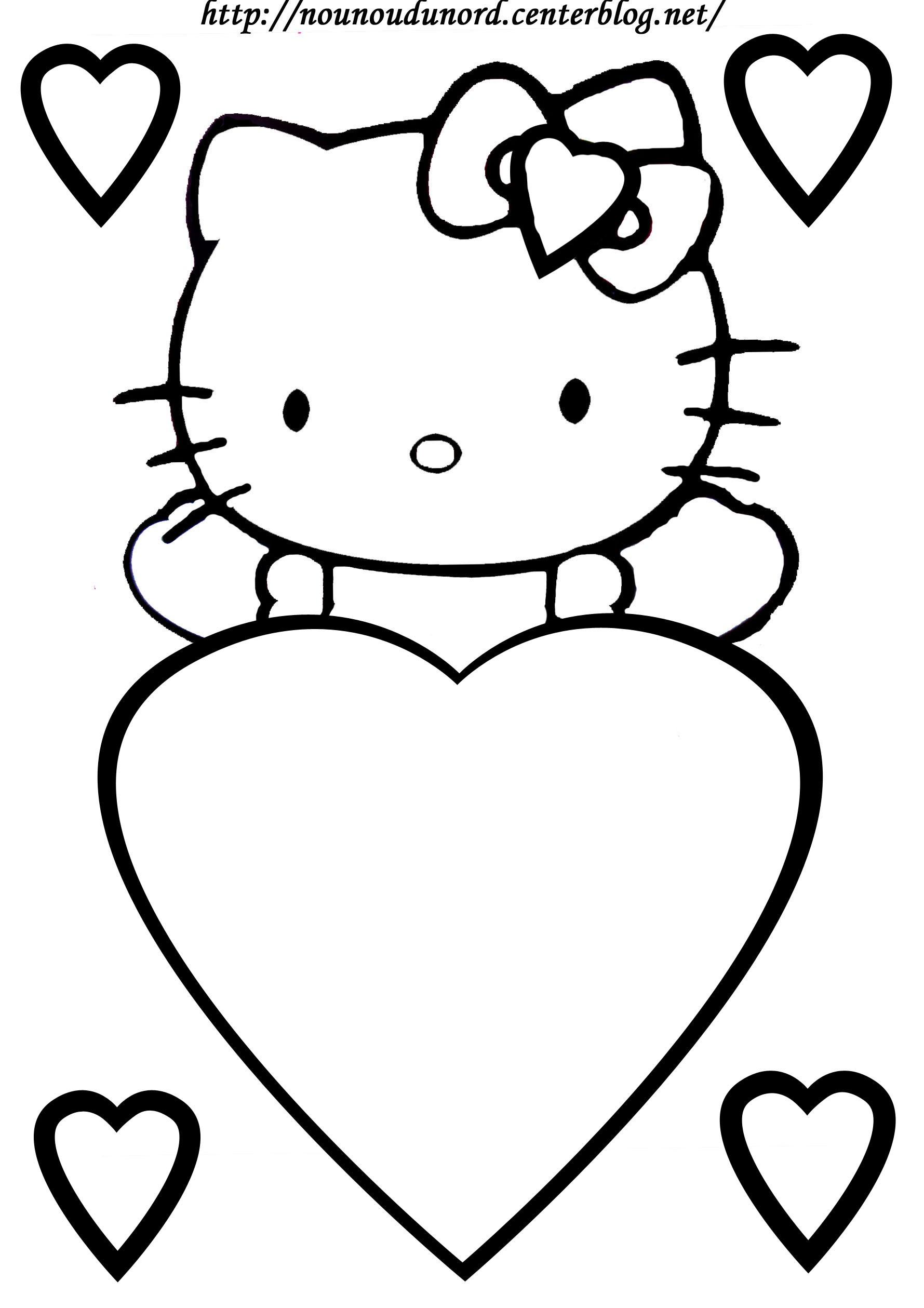 19 dessins de coloriage Hello Kitty Coeur à imprimer