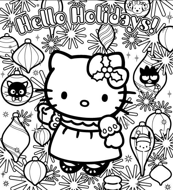 19 dessins de coloriage Hello Kitty Noel à imprimer