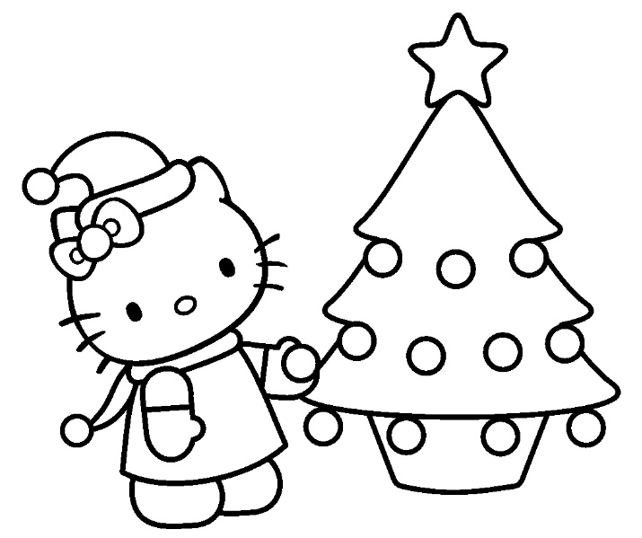 19 dessins de coloriage Hello Kitty Noel à imprimer coloriage hello kitty noel
