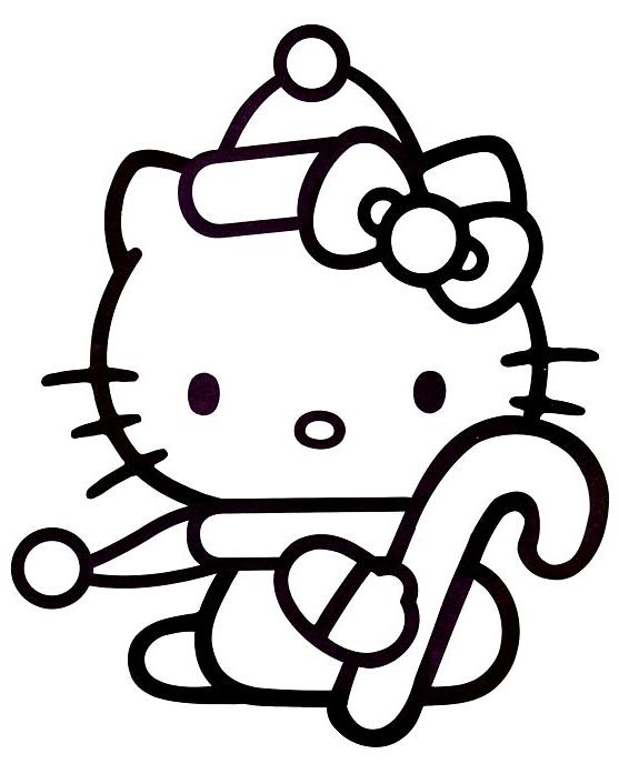 19 dessins de coloriage Hello Kitty Noel à imprimer coloriage hello kitty noel