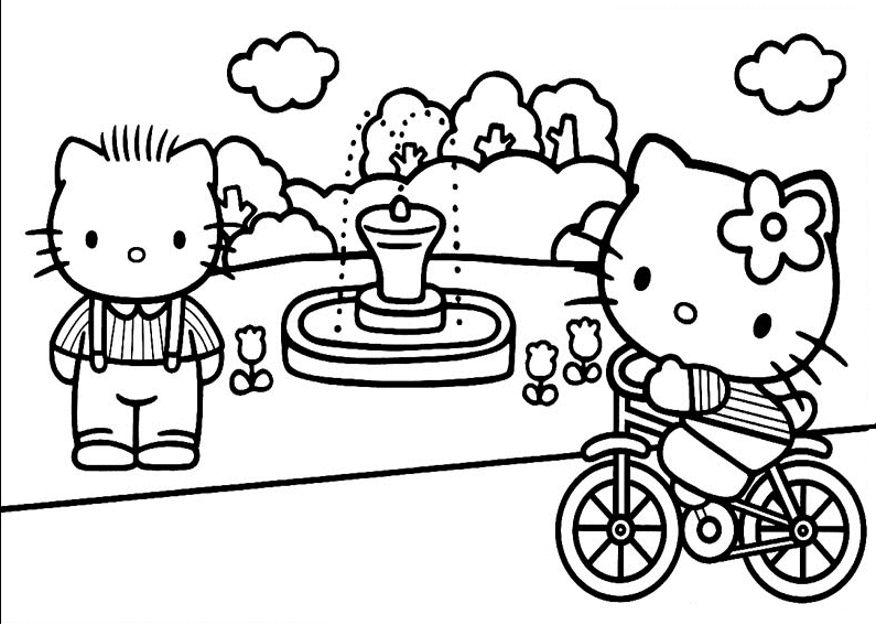 coloriage hello kitty dans un avion