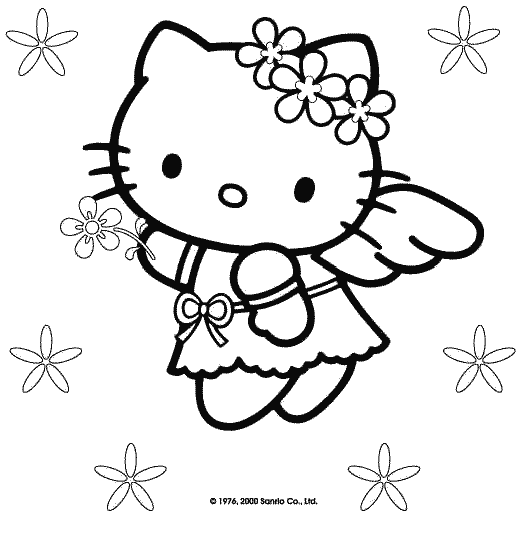 coloriage hello kitty avec un chat