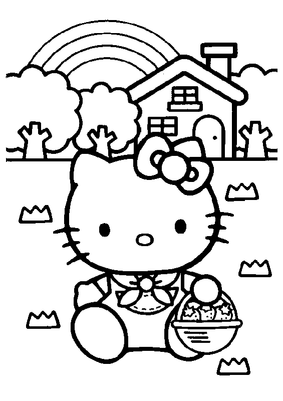 coloriage hello kitty de paques