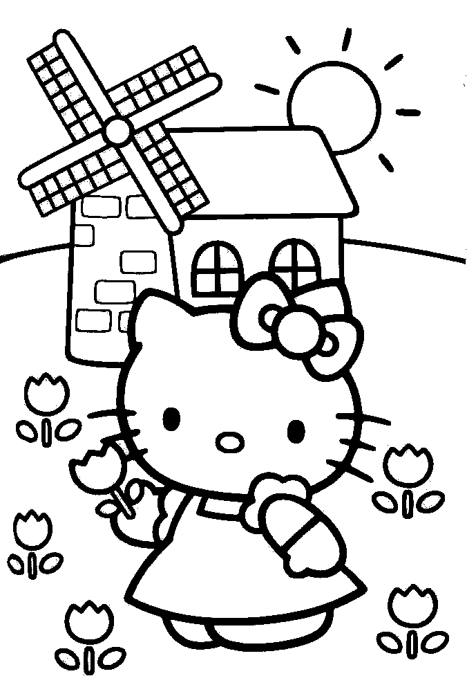 coloriage hello kitty ski