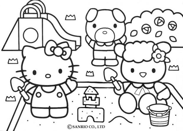 coloriage hello kitty zoo