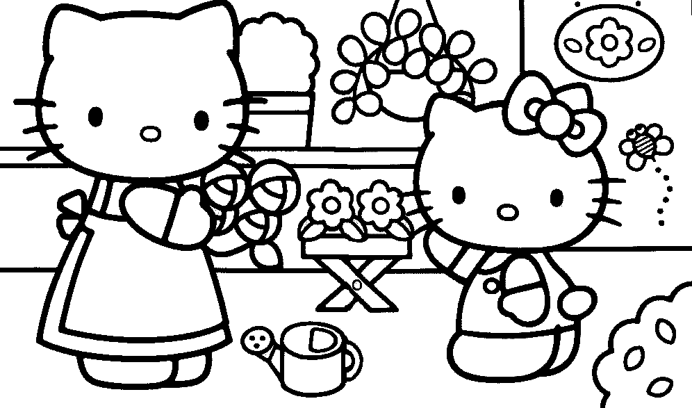 coloriage hello kitty a la piscine