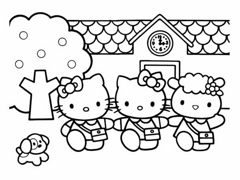 coloriage hello kitty et les animaux