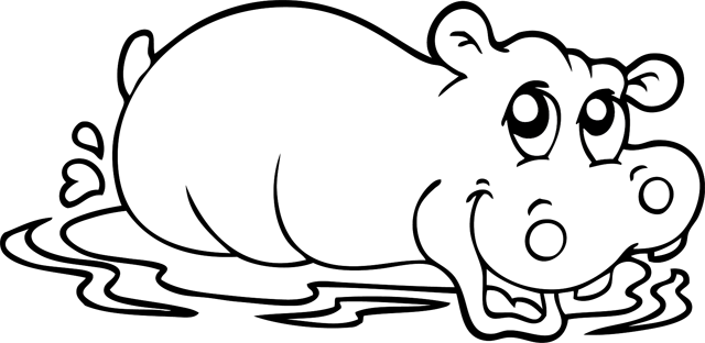 coloriage à dessiner d'hippopotame a imprimer