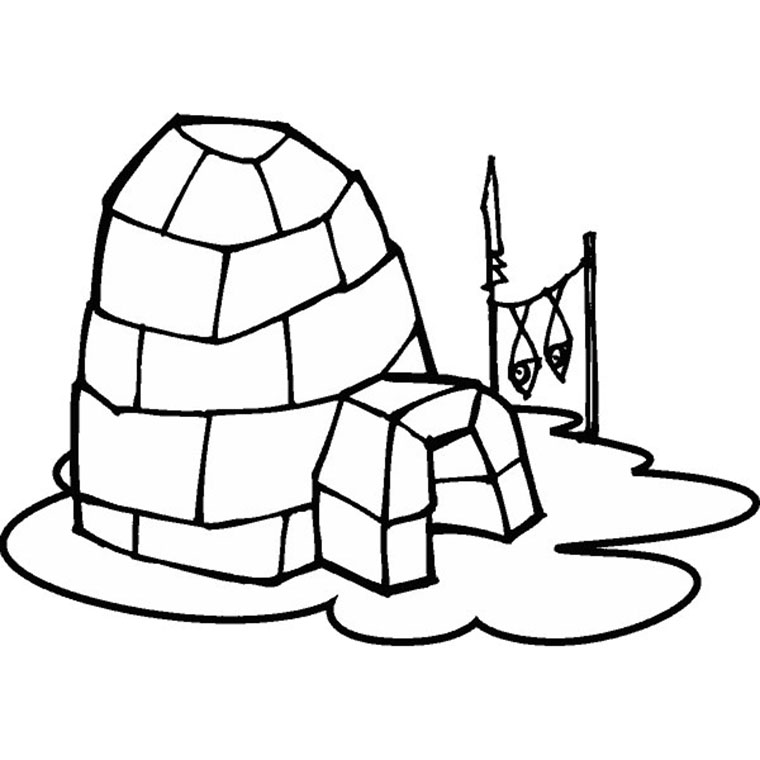 coloriage à dessiner igloo a imprimer