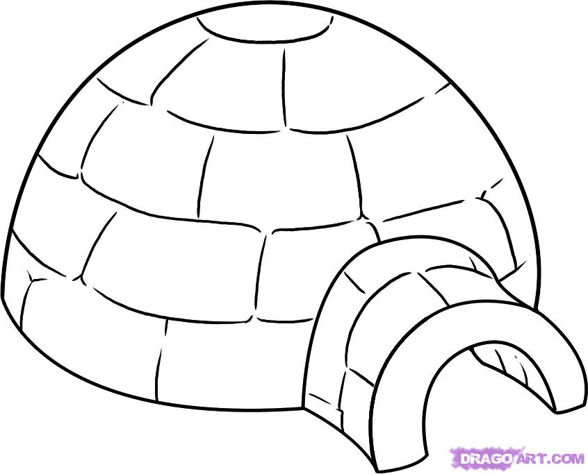 coloriage esquimau et igloo