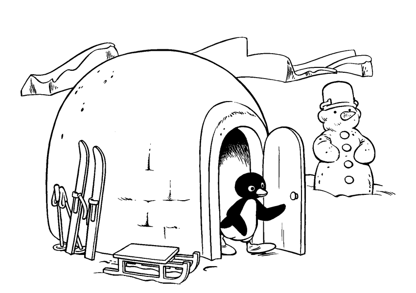 dessin igloo dessin  colorier