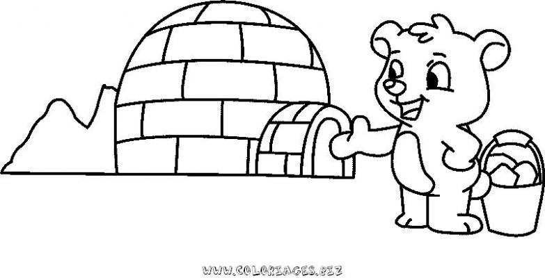 coloriage  dessiner d'un igloo