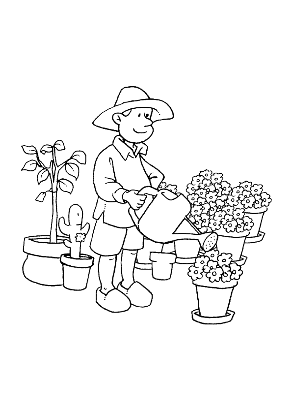 coloriage de jardinier rigolo