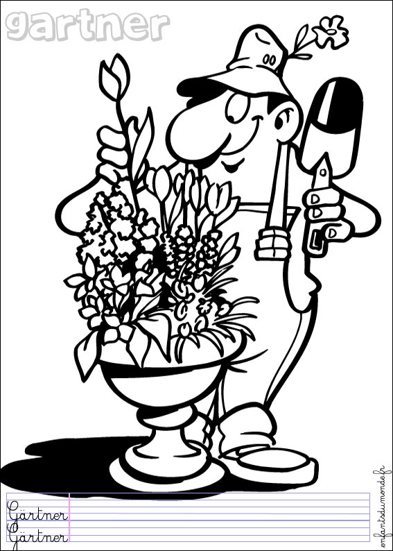 dessin  colorier de jardinier