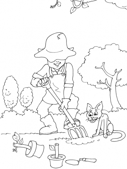 coloriage à dessiner jardinier a imprimer