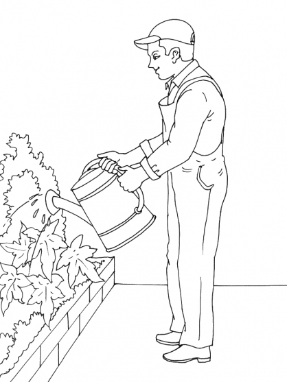 coloriage jardinier a imprimer