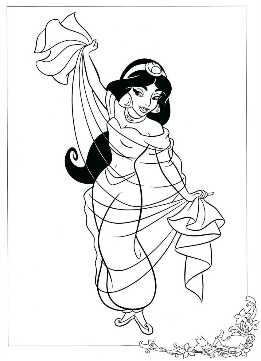 dessin à colorier princesse imprimer jasmine