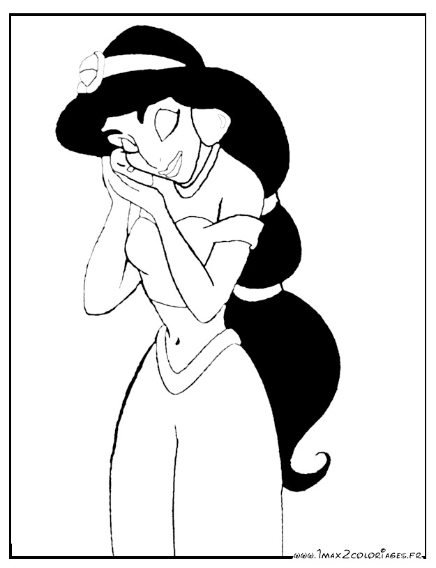 coloriage à dessiner princesse jasmine en ligne