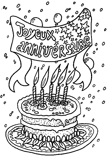 coloriage à dessiner bon anniversaire à imprimer