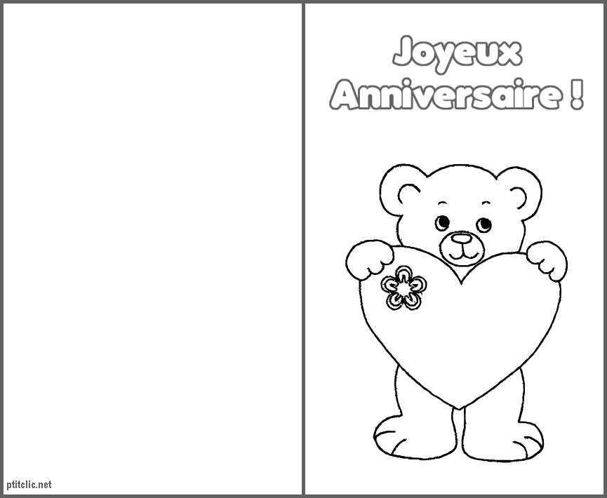 carte anniversaire a colorier