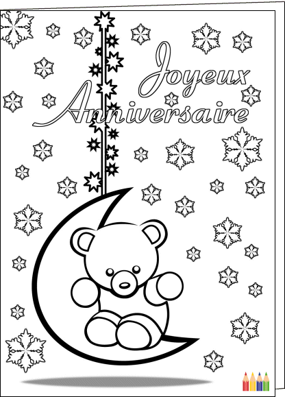 joyeux anniversaire en coloriage à dessiner