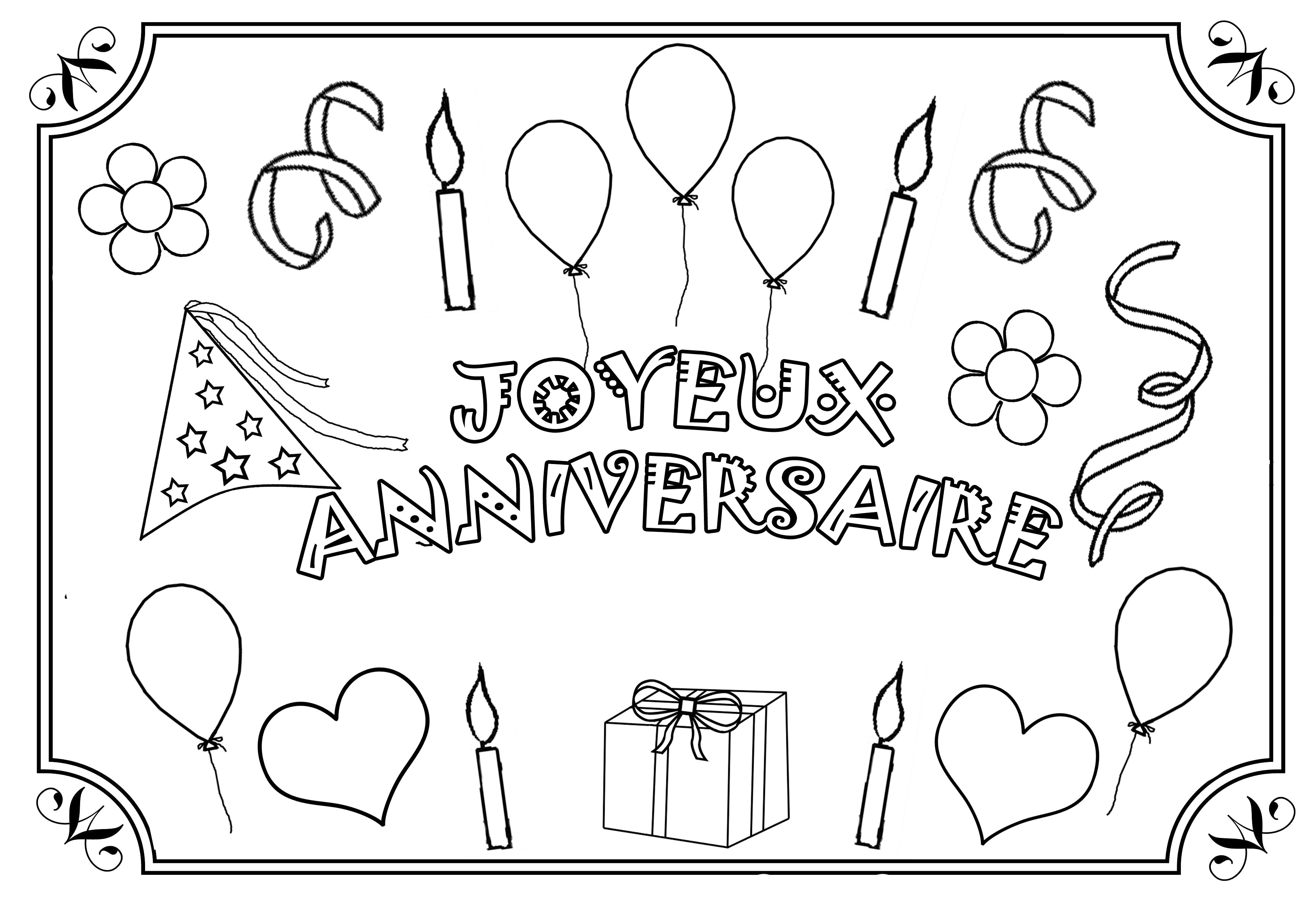 coloriage joyeux anniversaire