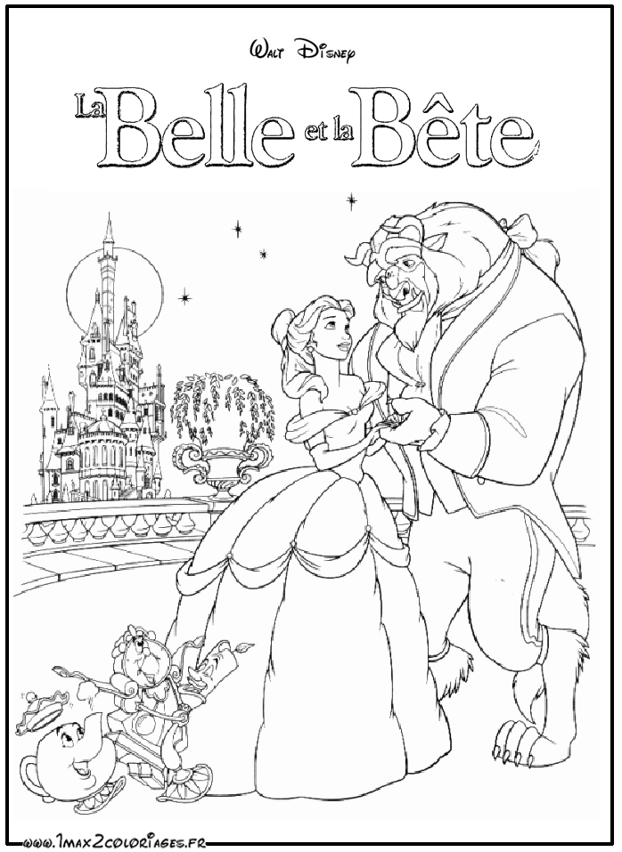 coloriage la belle et la bete a colorier