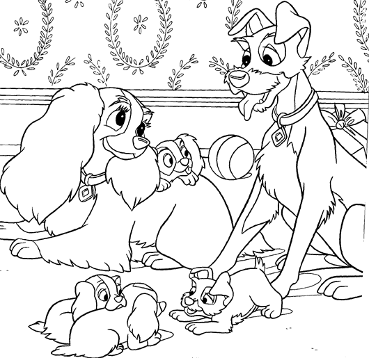 coloriage la belle et le clochard gratuit