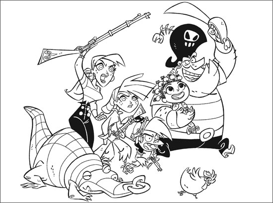 dessin  colorier de la famille pirate a colorier