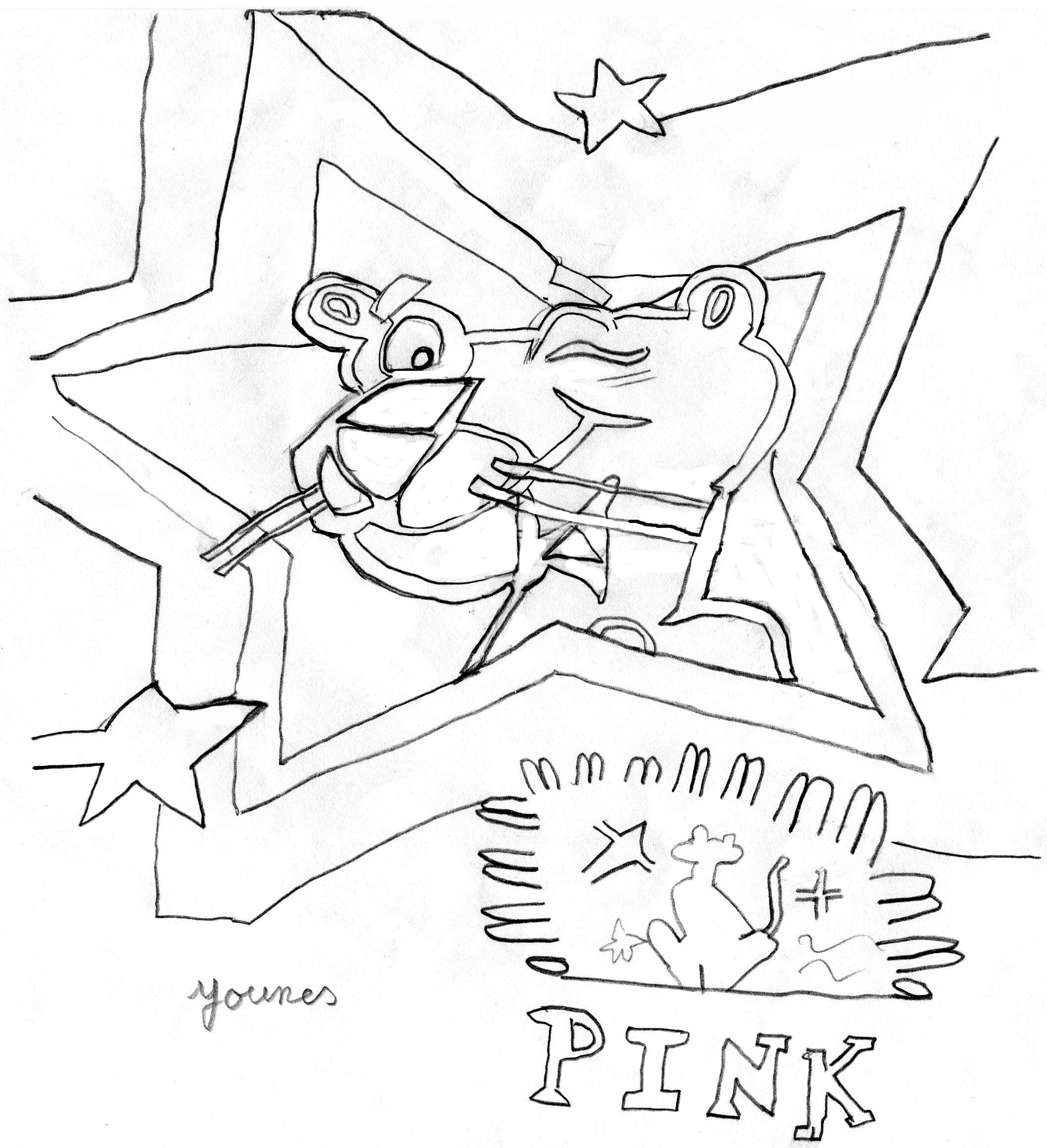dessin panthere rose et ses amis