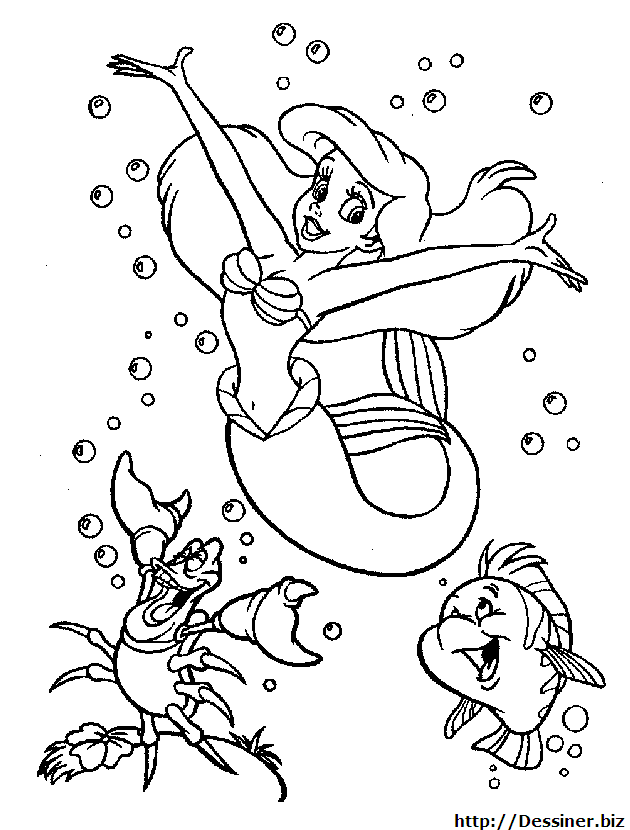 coloriage ariel la petite sirene en ligne