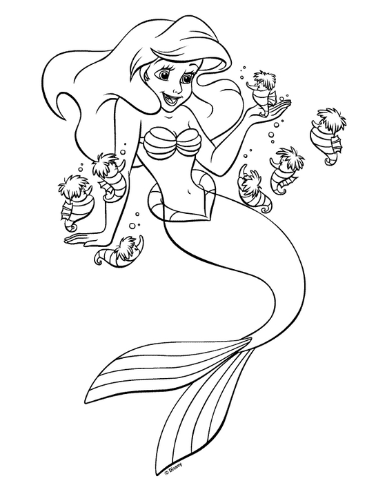 coloriage la petite sirene a imprimer gratuit