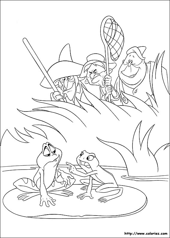 dessin à colorier la princesse et la grenouille gratuit