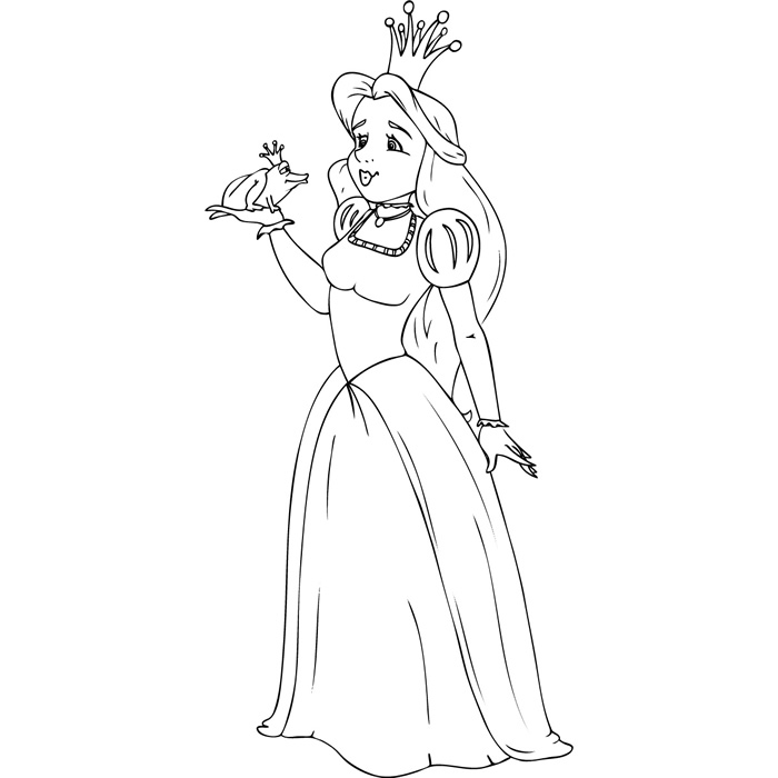 dessin  colorier dela princesse et la grenouille