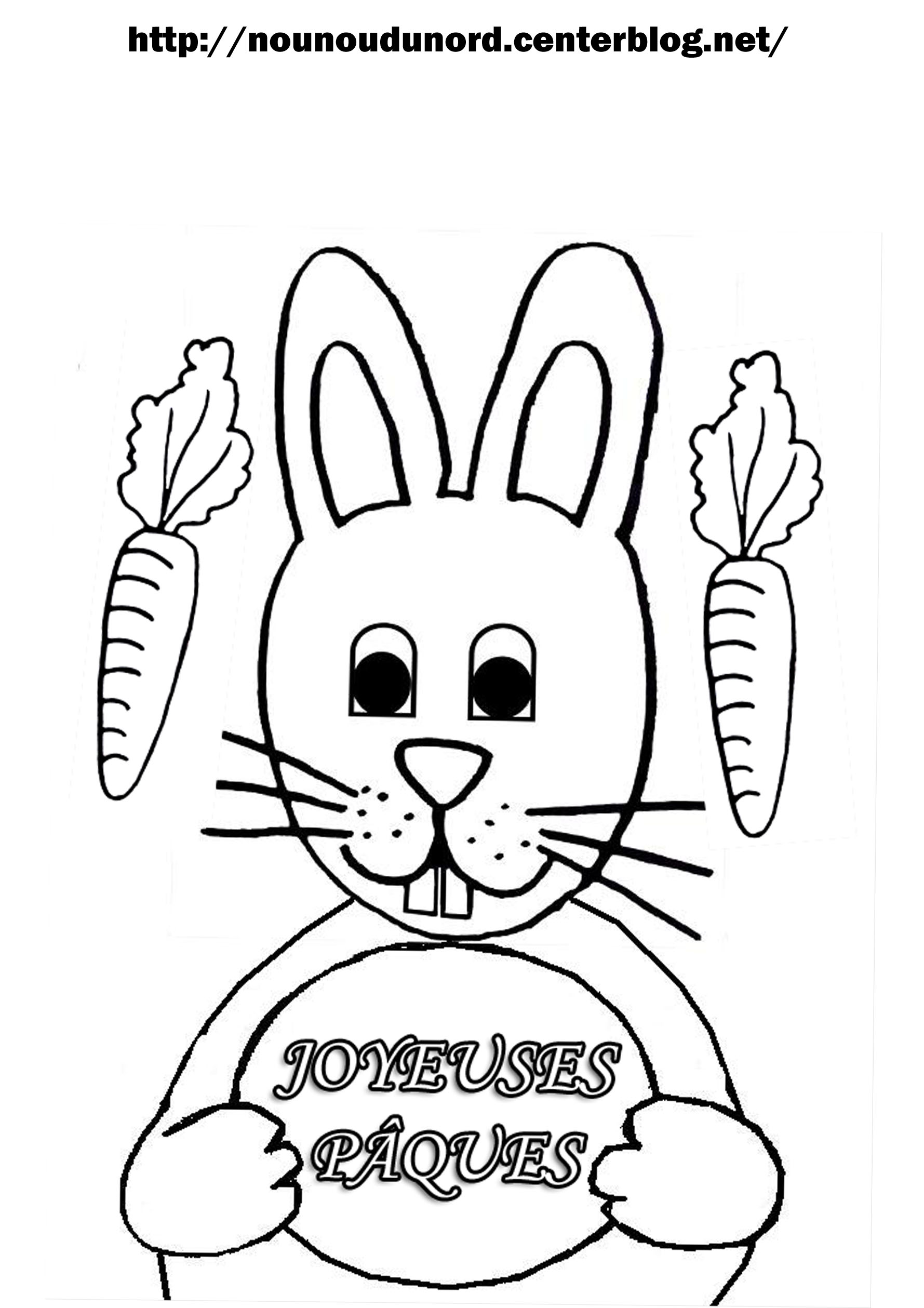 coloriage à dessiner de lapin de paques a imprimer