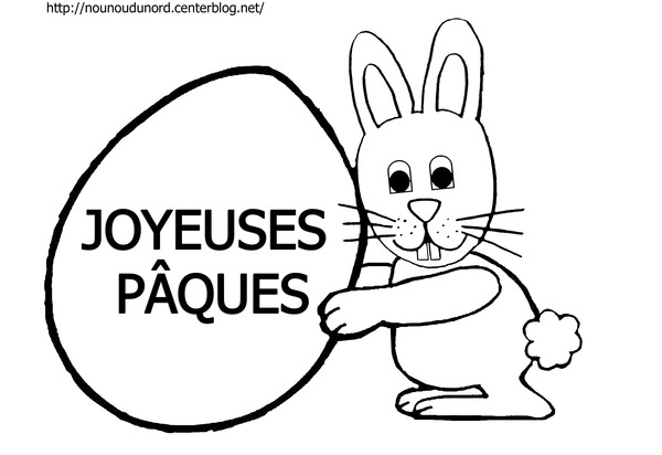 dessin à colorier de lapin de paques a imprimer