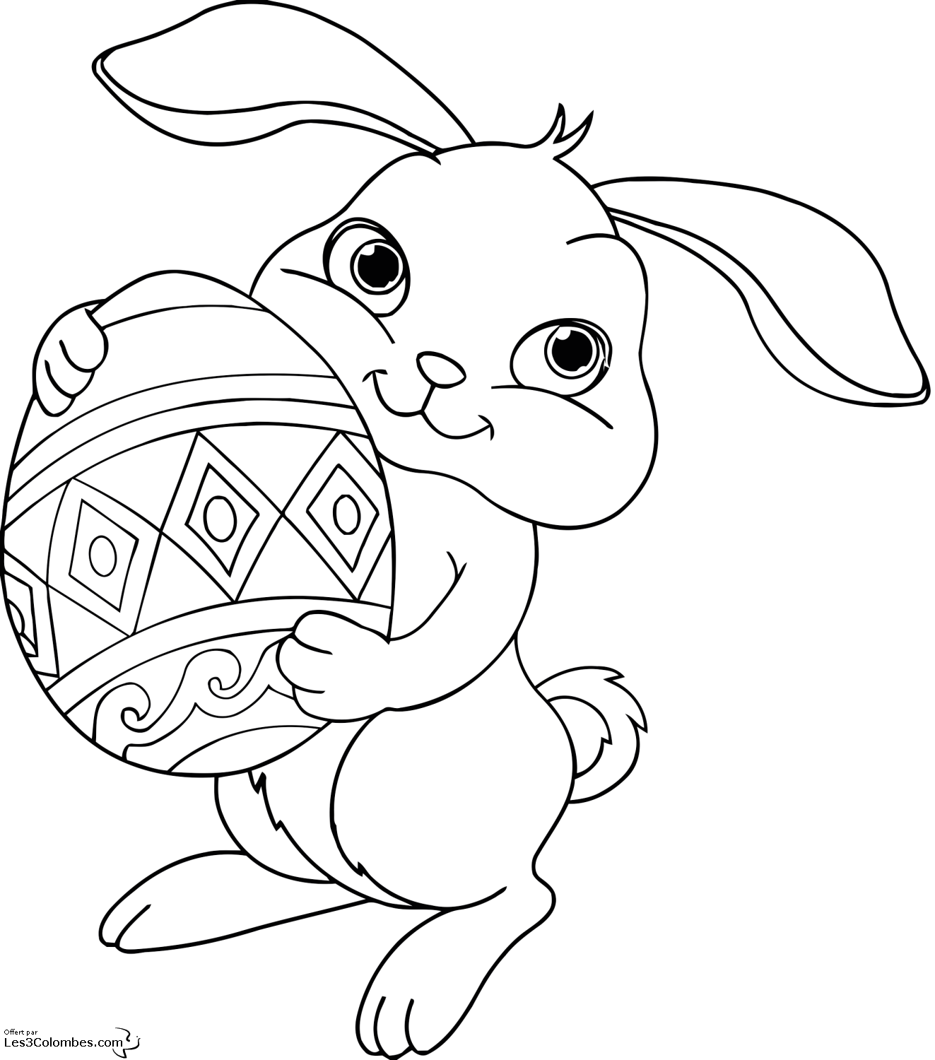 dessin à colorier lapin oeuf de paques