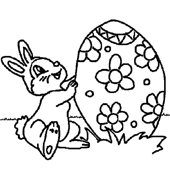 coloriage � dessiner lapin avec oeuf de paques