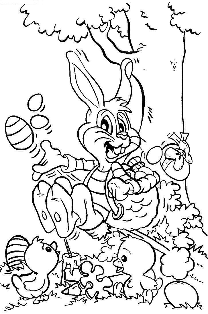 coloriage à dessiner lapin oeuf de paques