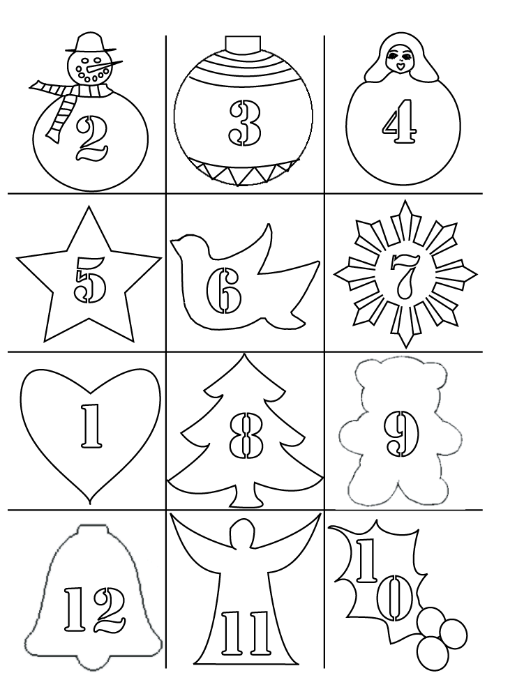 coloriage de calendrier de noel a imprimer