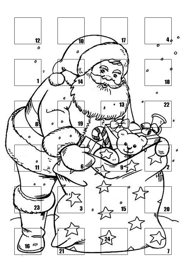 coloriage à dessiner calendrier de noel